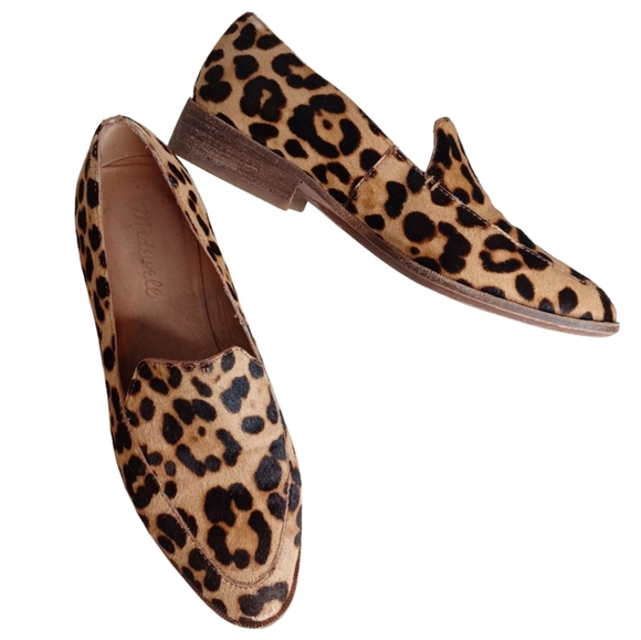 Madewell The Frances Leopard Print Calf Hair Sz 6 1/2” Loafers - Picture 2 of 14